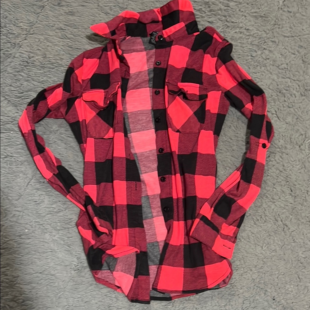 Kids Red and Black Plaid Shirt